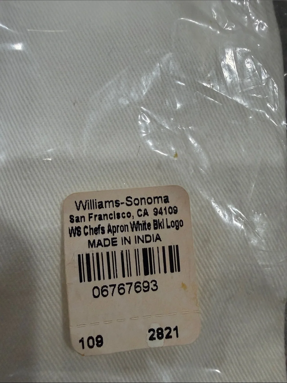 NWT Williams Sonoma chefs open kitchen logo  apron tie with pocket white